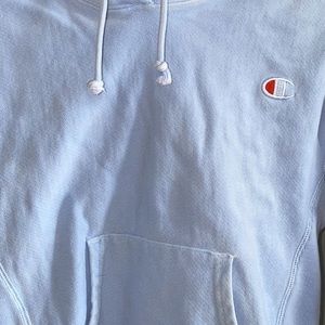 blue light wash champion hoodie woman’s xxs!